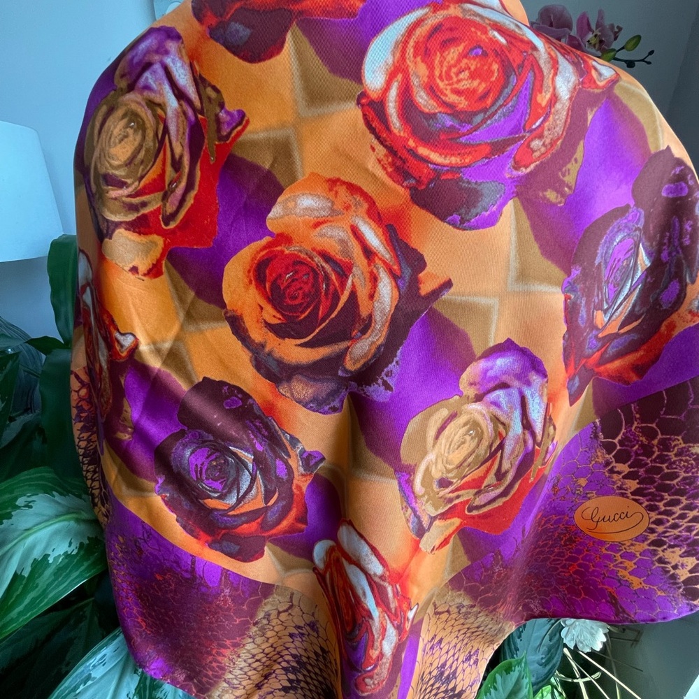 Gucci Psychedelic Rose Python Silk Scarf. - image 3